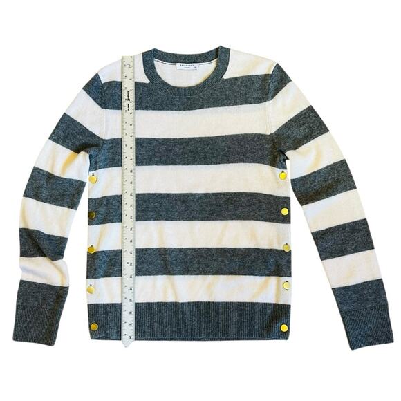 Equipment Women’s Sz S Cashmere Gray White Stripe Crew Neck Sweater Jenny - Picture 12 of 13